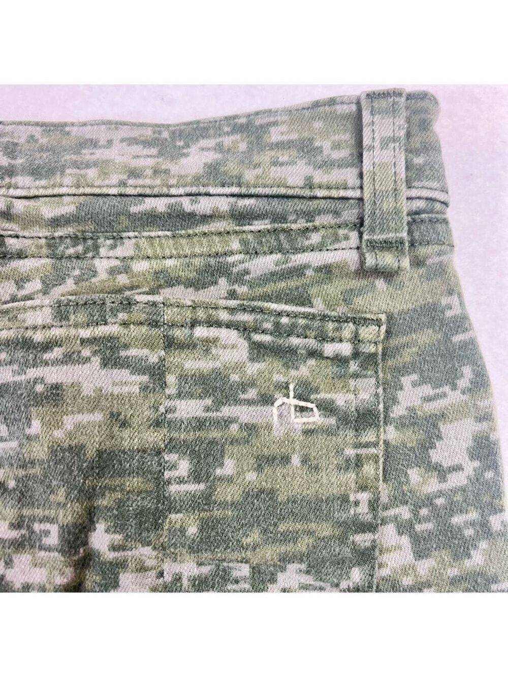 Rag & Bone Skinny Ankle Jeans Size 24 Green Camo Low Rise - Picture 6 of 14
